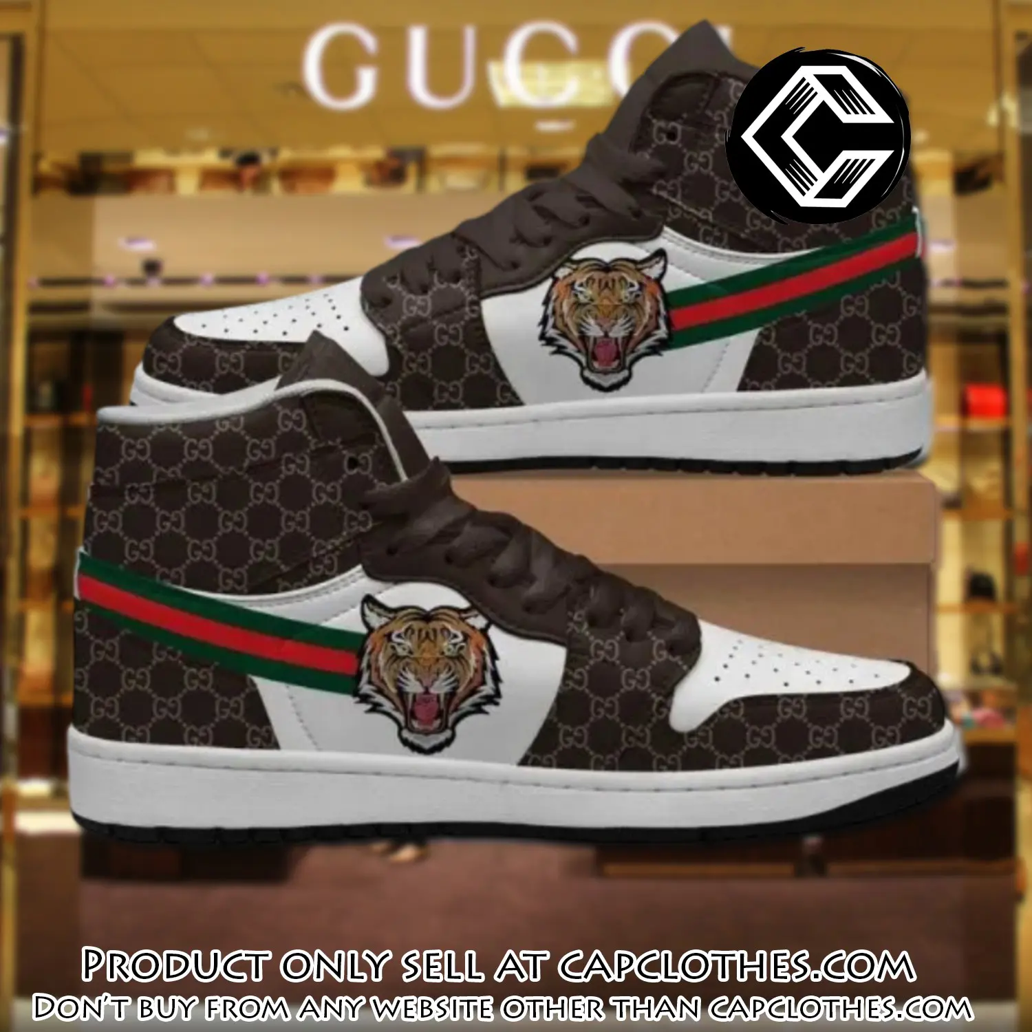 Gucci tiger brown high air jordan sneakers shoes hot  gifts unisex cc3952274